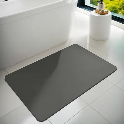 Image de Tapis de bain, tapis de sol, en caoutchouc, antidérapant, fin, absorbant, à séchage rapide, tapis anti-salissures pour le sol de la salle de bain, la baignoire et la douche extérieure (gris foncé, 40 x 60 cm)