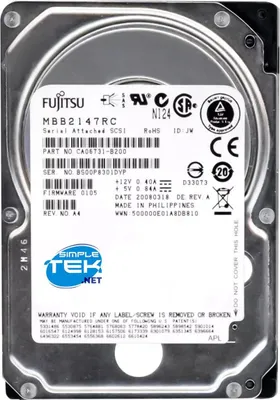 Imagen del producto de Fujitsu MBB2147RC, Serial Attached SCSI (SAS), 147 GB, 6,35 cm (2.5"), 4,7W, rango de temperatura de funcionamiento: 5 - 55 °C, rango de temperatura de almacenamiento: -40 - 70 °C