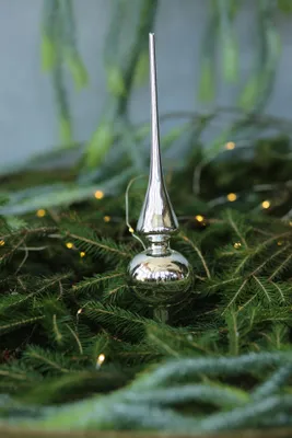 Produktbild von Weihnachtsbaumspitze silber verspiegeltes Glas 26 cm Weihnachtsdesign