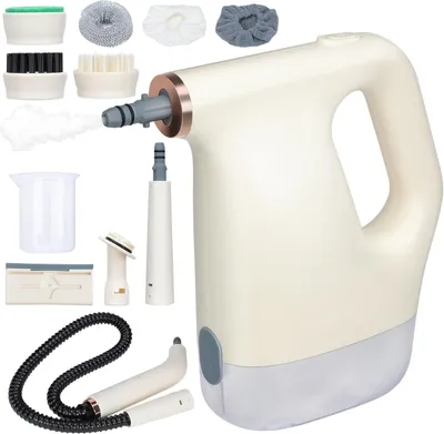 Produktbild von Dampfreiniger Handgerät, 1200W Handdampfreiniger, mit 450ml Tank, von Schmutz und Fett, mit 10 Zubehörteilen, für Teppiche Vorhänge Sofas Küchen Mehr