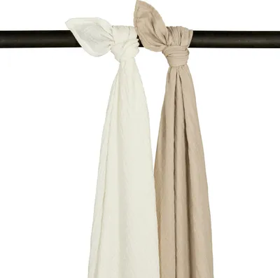 Produktbild von Meyco Swaddle Pucktuch- Uni - 2 Stück - Offwhite/Sand
