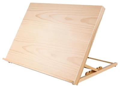 Zdjęcie produktu dla Sztaluga stołowa A2 – deska do rysowania i malowania – regulowana deska rysunkowa z drewna bukowego – przenośna stacja malarska – 65 x 48 cm – naturalna