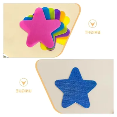 Produktbild von 40 Stück Bunte Sternförmige Sitzplatzmarkierungen aus Nylon und Polyester für Kindergarten und Interaktives Lernen