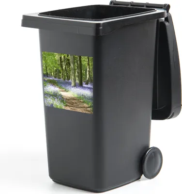 Produktbild von MuchoWow® Mülltonnenaufkleber Wald - Weg - Blumen - Lila - Grün - Natur 40x40 cm - Abfall-Aufkleber - Container - für Abfallcontainer