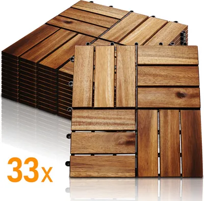Zdjęcie produktu dla Wolketon 3m² płytki drewniane mozaika akacjowa płytka tarasowa 30x30 cm płytka system wtykowy mozaika docinana na wymiar taras balkon certyfikat