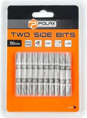 Zdjęcie produktu dla Zestaw bitów dwustronnych 50mm PH2 - PH2 1/4" 6150CRV (10 szt) Polax