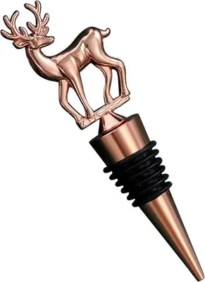 Productafbeelding van Feestelijke wijnstopper - Decoratieve sluiting - Wijn n - Sfeervolle hertenkunst - 114 cm - Goud