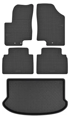Produktbild von Gummimatten + Kofferraumwanne für Hyundai ix20 2010-2018 (Schrägheck, oberer Ladeboden) – Schwarz, passgenau – Wielganizator