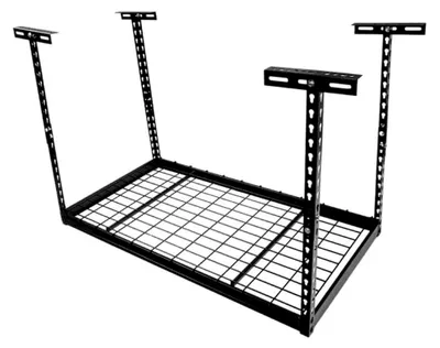 Produktbild von Deckenhalterung für Regal - Hängeregal - Metallwerkstattregal - Lagerregal mit Gitterboden - Schwarz, 60x120 - Schwerlastregal - Garage - Kellerregal