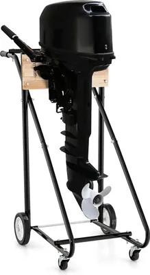 Zdjęcie produktu dla Wózek transportowy do silnika – stojak do silnika zaburtowego – 4 rolki – ergonomiczne uchwyty – solidna metalowa rama