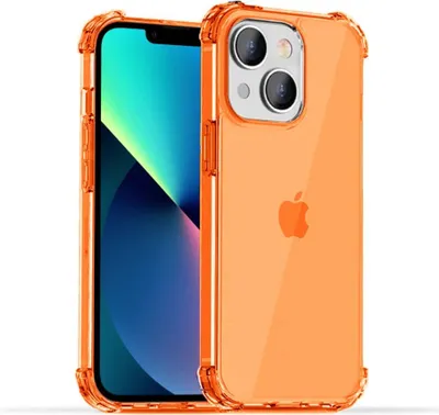 Image de Smartphonica iPhone 13 transparent
housse en silicone antichoc avec bumper - Orange