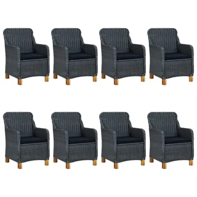 Produktbild von vidaXL 9-tlg. Garten-Essgruppe mit Auflagen Poly Rattan Dunkelgrau