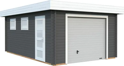 Produktbild von Einzelgarage Palmako Rasmus 19 m² mit Sektionaltor 420 x 598 cm dunkelgrau