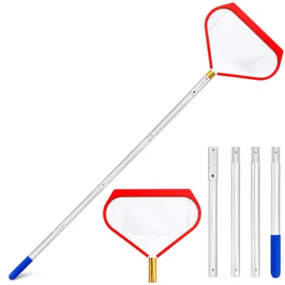 Produktbild von Teichkescher & Poolkescher Set mit 142cm Stiel, feines Netz für Gartenteich, Schwimmbad und Whirlpool, langlebiger Kescher zur Wasserpflege