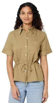 Productafbeelding van A. Essentials: Oversized dameshemd van linnenmix met wijde mouwen en