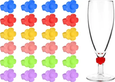 Produktbild von com-four® 24x Glasmarkierer aus Silikon - Bunte Gläserkennzeichnung - Einfache Glaserkennung auf Party, Geburtstag und Sommerfest