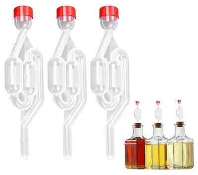 Gärspund 3er-Set mit Silikonstopfen, transparent, für Bier & Wein