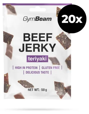 Produktbild von GymBeam - Beef Jerky, 20 x 50 g, Teriyaki