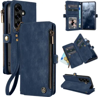 Produktbild von Handy Hülle für Samsung Galaxy S25 FE Geldbeutel Geldbörse RFID Schutz Klapphülle Cover Schutzhülle Wallet Farbe: Blau