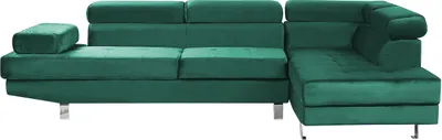 Produktbild von BELIANI 5-Sitzer Ecksofa Smaragdgrün Samt L-Förmig mit Chaiselongue Linksseitig Verstellbare Kopfstützen Klassisch Modern Wohnzimmer Polstersofa