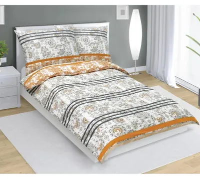 Imagen del producto de Sábanas de algodón - 140x200 cm. 70x90 - gris, naranja