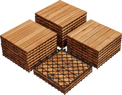 Produktbild von Yaheetech Terrassenfliesen Holzfliesen Akazie 30x30 cm 27er Set-2,6 m² Balkonfliesen Klicksystem Wetterfest Balkon Bodenbelag Gartenfliesen