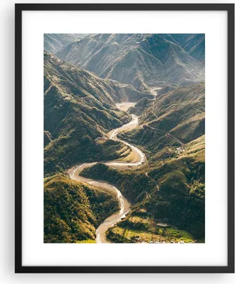 Produktbild von Gerahmtes Poster - Schwarzer Rahmen - Berge Weg Wald - 40x50 cm - Wand Bild - Wanddeko - Wandbilder - Kunstposter - Wandposter - Bilderrahmen - Bilder - Kunstdruck - Wanddekoration - P2BPA40x50-4700