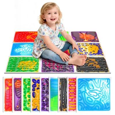 3D sensorische Matte, Set von 9, Multicolor, 30x30 cm