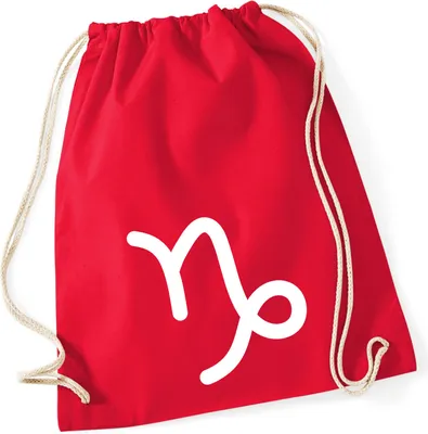 Produktbild von Huuraa Turnbeutel Steinbock Sternzeichen Zeichen 12 Liter Classic Red Baumwolle Rucksack Geschenkidee