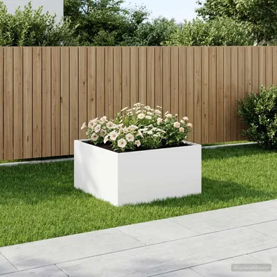 Image de Maison Exclusive - Pot de jardin blanc, 100 x 100 x 40 cm, en acier laminé à froid