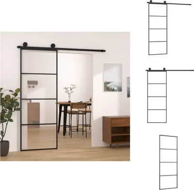 Obrázok produktu pre vidaXL Posuvné dvere s kovaním 76x205 cm ESG sklo a hliník - Vchodové dvere