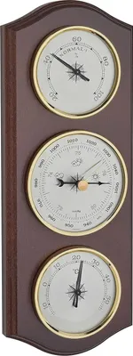 Obrázok produktu pre Analógová meteostanica s barometrom, teplomerom a vlhkomerom - drevený dizajn na použitie v interiéri