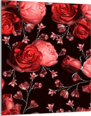 Produktbild von Herdabdeckplatte 40x52 Glaskeramikkochfeld Abdeckung Spritzschutz Glasplatte Deko Schneidebrett, Rosen Rot