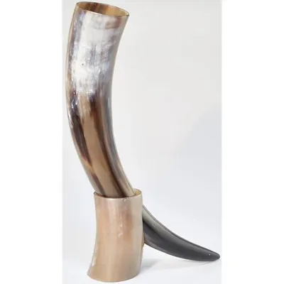 Produktbild von Wikinger Trinkhorn mit Ständer - Wikinger Trinkbecher - Nordisches Trinkhorn - Mittelalterliches Trinkhorn - Wikinger Horn