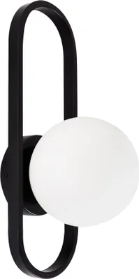 Produktbild von BELIANI Wandleuchte Schwarz Metallfuß Undurchsichtiger Glaslampenschirm Geometrische Form Modern