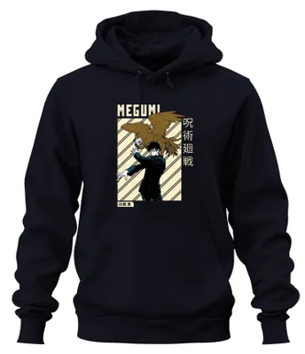 Obrázek produktu pro MEGUMI Jujutsu Kaisen 呪術廻戦 Fushiguro Shikigami Anime Aesthetics Uni mikina s kapucí, Navy, XXL