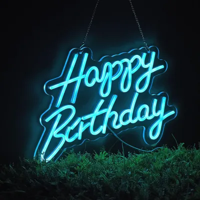 Immagine prodotto di Buon Compleanno Decorazione per la Festa di Compleanno Led Luce al Neon Segno di Compleanno Decorazione USB Blu Ghiaccio