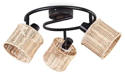 Produktbild von Dello moderne Deckenlampe aus Metall/Rattan in Schwarz/Natur