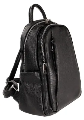 Obrázek produktu pro Toscanto městský batoh na zip černý kožený ORTM101RS