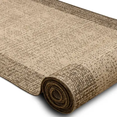 Obrázok produktu pre Behúň SISAL SION 6053, vzor rámu, ploché tkané prevedenie, hnedá farba, 120 cm šírka, 120x1050 cm rozmer