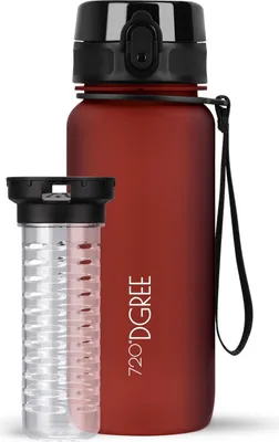 Produktbild von uberBottle softTouch Trinkflasche mit Fruchtbehälter 650ml / Imperial Red/ 720DGREE