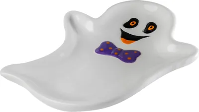 Produktbild von Keramikteller in Gespensterform als Halloween Geschirr 17 cm