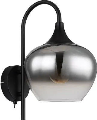 Produktbild von Wandleuchte, schwarz matt, Rauchglas, H 32 cm