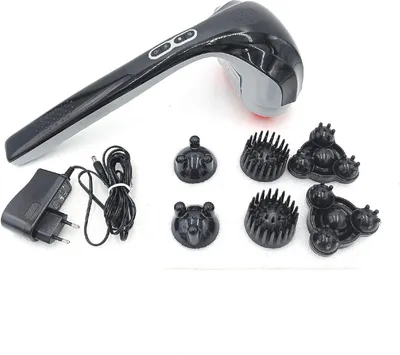 Produktbild von Snailax Kabelloses Massagegerät mit Wärmefunktion, Percussion Handmassagegerät mit 3 Sätze Doppel-Ersatzköpfe, wiederaufladbares Handheld-Massagegerät für Nacken, Rücken, Schulter Schmerzlinderung