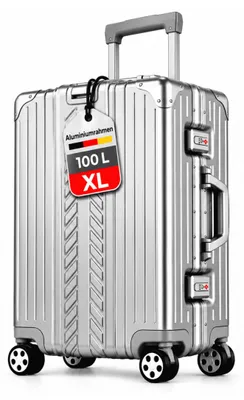 Produktbild von WINLIFE® 75cm XL Hartschalenkoffer Aufgabegepäck Alu-Rahmen, ABS, TSA-Schloss, 4 Rollen, leichter & robuster Reisekoffer, großer Trolley Silber