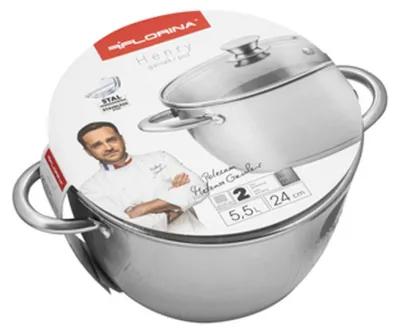 Productafbeelding van FLORINA Henry, 24 cm kookpan met deksel, roestvrij staal, diameter 24 cm, geschikt voor inductiekookplaten. (Artikelnummer: 5G6592)
