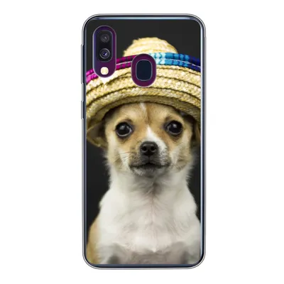 Produktbild von MuchoWow® Handyhülle Schutzhülle Hülle für Samsung Galaxy A40 Hund - Sombrero - Schwarz Silikon Softcase Handy Hülle - Handy-Tasche