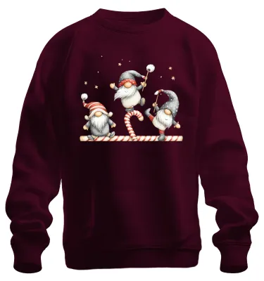 Immagine prodotto di Gnomo natalizio bastoncino di zucchero simpatico e divertente regalo di Natale Felpa unisex, Borgogna, S