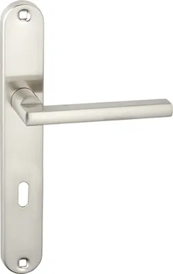 Zdjęcie produktu dla Klamka ADA na szyldzie długim KLUCZ kuchinox Satyna Aluminium, drzwi wew. 38-45mm, Economy, dł. rękojeści 115mm, szyld 230x34mm, 72mm rozstaw.