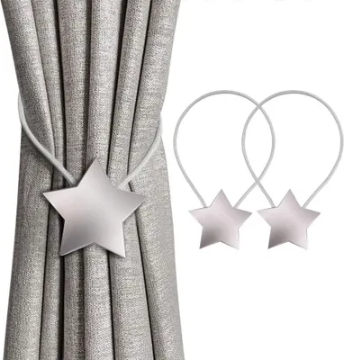 Produktbild von Magnetische Vorhang Raffhalter Stern Kreativ Gardinen Schlaufen Vorhang Clips Seil Rückwärtige Vorhang Halter Schnallen Vorhang Binder Gardinenhalter für Haus Dekoration 2 Stück